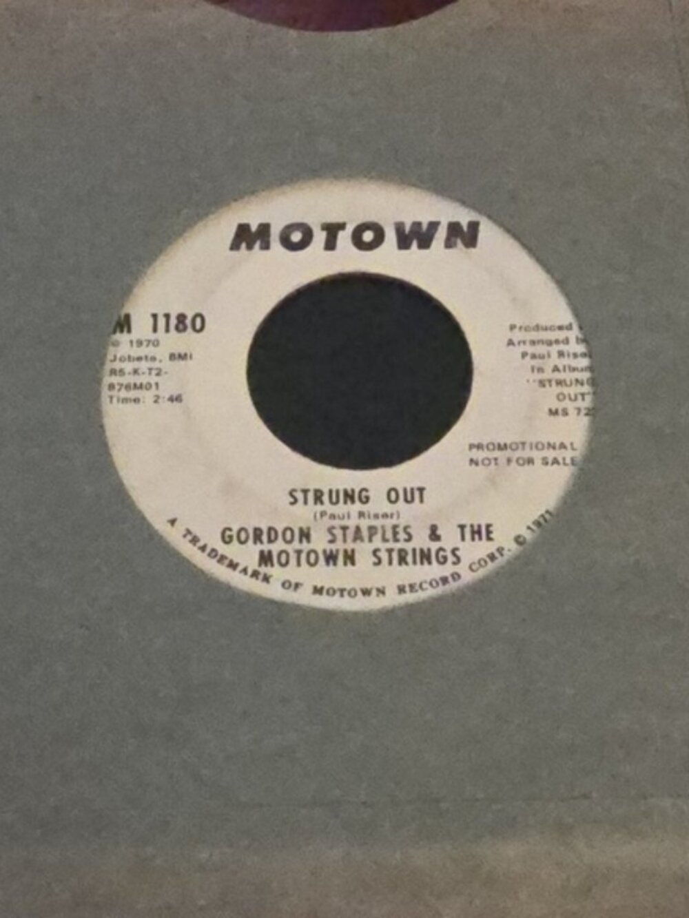 Motown Promo Single Gordon Staples Strung Out Red Vinyl Record 45 1970 M1180